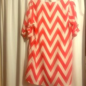 Pink Chevron Shift dress